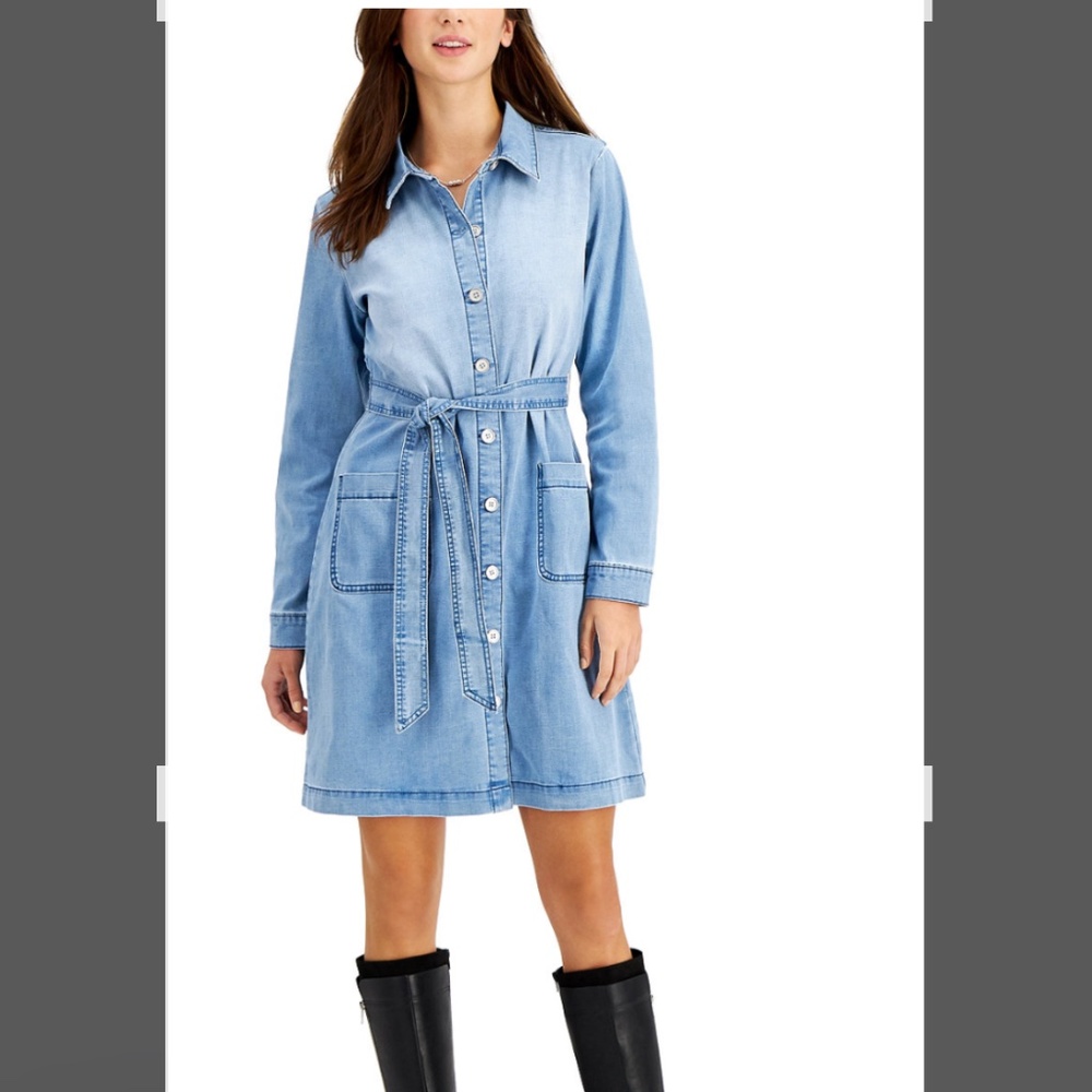Women’s belted denim dress